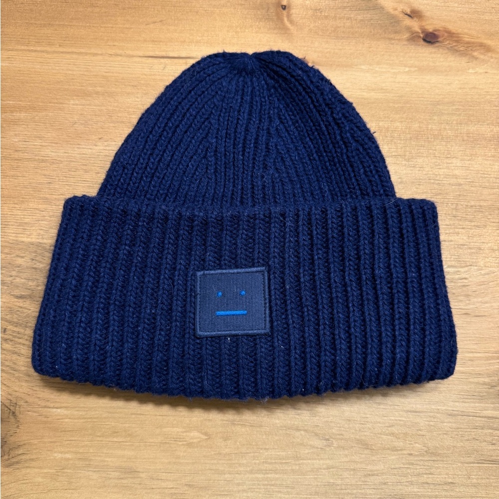 Acne Blue Ribbed Knit Hat